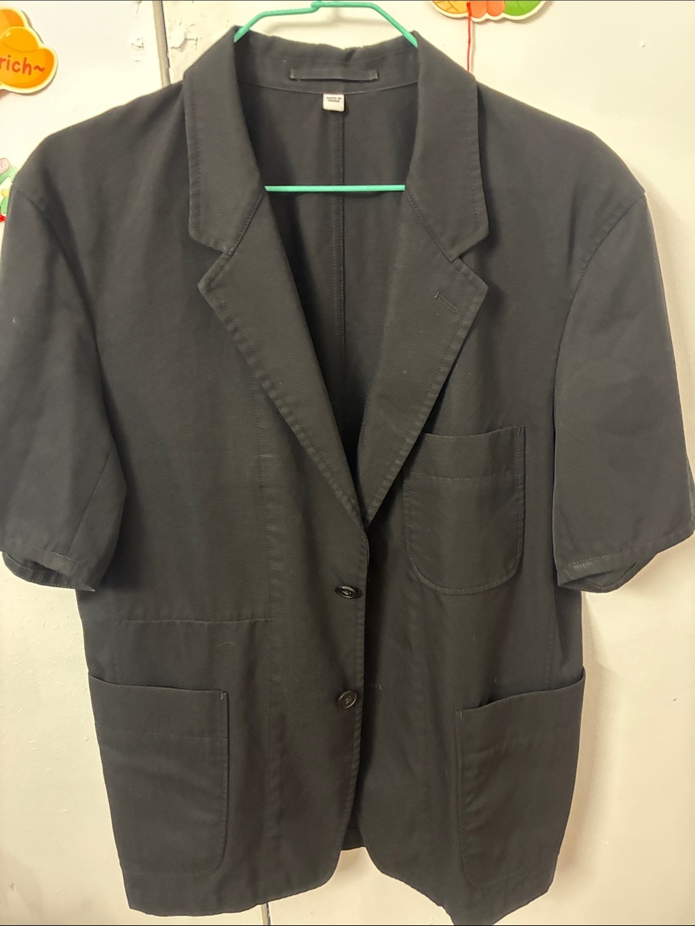 Short-Sleeve Black Blazer Jacket